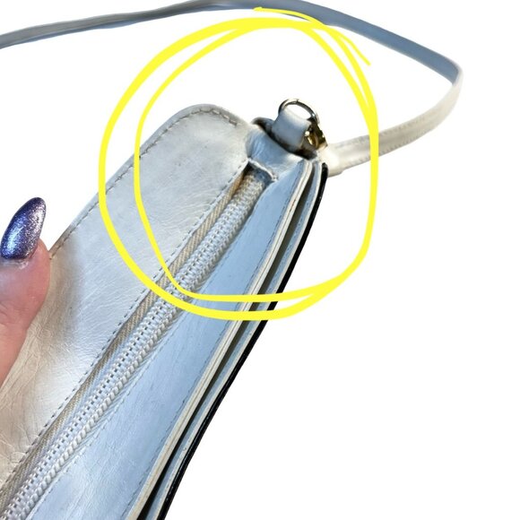 Salvatore Ferragamo Vintage White and Blue Snakeskin Nautical Crossbody Handbag - Picture 12 of 16